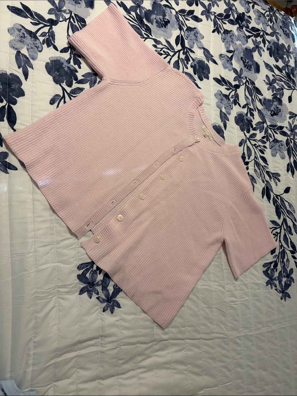 Ultra Flirt Pale Pink Ribbed Button-Front Top